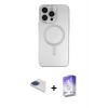 MARSİLYAN™- iPhone 13 Pro Max Kılıf Akış Minimal Özel Seri - Siyah Bilvis 5in1 3D Magic Cam Ekran Koruyucu + Pers Alüminyum Kamera Lens - LT