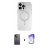 MARSİLYAN™- iPhone 13 Pro Max Kılıf Akış Minimal Özel Seri - Siyah Bilvis 5in1 3D Magic Cam Ekran Koruyucu + Neon Fosforlu Kamera Lens - YL