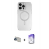 MARSİLYAN™- iPhone 13 Pro Max Kılıf Akış Minimal Özel Seri - Siyah Bilvis 5in1 3D Magic Cam Ekran Koruyucu + Rainbow Kamera Lens Koruma Cam - MI