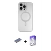MARSİLYAN™- iPhone 13 Pro Max Kılıf Akış Minimal Özel Seri - Siyah Bilvis 5in1 3D Magic Cam Ekran Koruyucu + Renkli Kamera Lens Koruma Cam - MI