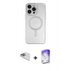 MARSİLYAN™- iPhone 13 Pro Max Kılıf Akış Minimal Özel Seri - Siyah Bilvis 5in1 3D Magic Cam Ekran Koruyucu + Pers Alüminyum Kamera Lens - SABE
