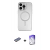 MARSİLYAN™- iPhone 13 Pro Max Kılıf Akış Minimal Özel Seri - Siyah Bilvis 5in1 3D Magic Cam Ekran Koruyucu + Renkli Kamera Lens Koruma Cam - SI