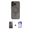 MARSİLYAN™- iPhone 13 Pro Max Kılıf Akış Minimal Özel Seri - Siyah Bilvis 5in1 3D Magic Cam Ekran Koruyucu + Neon Fosforlu Kamera Lens - YL