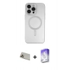 MARSİLYAN™- iPhone 13 Pro Max Kılıf Akış Minimal Özel Seri - Siyah Bilvis 5in1 3D Magic Cam Ekran Koruyucu + Rainbow Kamera Lens Koruma Cam - REGD