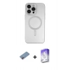 MARSİLYAN™- iPhone 13 Pro Max Kılıf Akış Minimal Özel Seri - Siyah Bilvis 5in1 3D Magic Cam Ekran Koruyucu + Pembe Shine Kamera Lens Koruma Cam