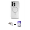 MARSİLYAN™- iPhone 13 Pro Max Kılıf Akış Minimal Özel Seri - Siyah Bilvis 5in1 3D Magic Cam Ekran Koruyucu + Pers Alüminyum Kamera Lens - GD