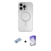 MARSİLYAN™- iPhone 13 Pro Max Kılıf Akış Minimal Özel Seri - Siyah Bilvis 5in1 3D Magic Cam Ekran Koruyucu + Shine Kamera Lens Koruma Cam - MI