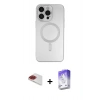 MARSİLYAN™- iPhone 13 Pro Max Kılıf Akış Minimal Özel Seri - Siyah Bilvis 5in1 3D Magic Cam Ekran Koruyucu + Pers Alüminyum Kamera Lens - KI