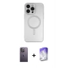 MARSİLYAN™- iPhone 13 Pro Max Kılıf Akış Minimal Özel Seri - Siyah Bilvis 5in1 3D Magic Cam Ekran Koruyucu + Neon Fosforlu Kamera Lens - BZ