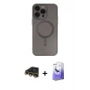 MARSİLYAN™- iPhone 13 Pro Max Kılıf Akış Minimal Özel Seri - Siyah Bilvis 5in1 5D Magic Hayalet Cam Ekran Koruyucu + Raze Metal Kamera Lens - GD