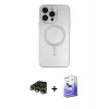 MARSİLYAN™- iPhone 13 Pro Max Kılıf Akış Minimal Özel Seri - Siyah Bilvis 5in1 5D Magic Hayalet Cam Ekran Koruyucu + Raze Metal Kamera Lens - GD