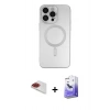 MARSİLYAN™- iPhone 13 Pro Max Kılıf Akış Minimal Özel Seri - Siyah Bilvis 5in1 5D Magic Hayalet Cam Ekran Koruyucu + Pers Alüminyum Kamera Lens - KI