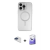 MARSİLYAN™- iPhone 13 Pro Max Kılıf Akış Minimal Özel Seri - Siyah Bilvis 5in1 5D Magic Hayalet Cam Ekran Koruyucu + Pers Alüminyum Kamera Lens - LT