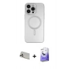 MARSİLYAN™- iPhone 13 Pro Max Kılıf Akış Minimal Özel Seri - Siyah Bilvis 5in1 5D Magic Hayalet Cam Ekran Koruyucu + Rainbow Kamera Lens Koruma Cam - BZ