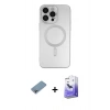 MARSİLYAN™- iPhone 13 Pro Max Kılıf Akış Minimal Özel Seri - Siyah Bilvis 5in1 5D Magic Hayalet Cam Ekran Koruyucu + Shine Kamera Lens Koruma Cam - GI