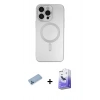 MARSİLYAN™- iPhone 13 Pro Max Kılıf Akış Minimal Özel Seri - Siyah Bilvis 5in1 5D Magic Hayalet Cam Ekran Koruyucu + Shine Kamera Lens Koruma Cam - MI