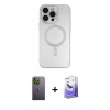 MARSİLYAN™- iPhone 13 Pro Max Kılıf Akış Minimal Özel Seri - Siyah Bilvis 5in1 5D Magic Hayalet Cam Ekran Koruyucu + Yeşil Neon Fosforlu Kamera Lens