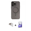 MARSİLYAN™- iPhone 13 Pro Max Kılıf Akış Minimal Özel Seri - Siyah Bilvis 5in1 5D Magic Hayalet Cam Ekran Koruyucu + Pers Alüminyum Kamera Lens - GD
