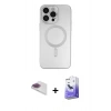 MARSİLYAN™- iPhone 13 Pro Max Kılıf Akış Minimal Özel Seri - Siyah Bilvis 5in1 5D Magic Hayalet Cam Ekran Koruyucu + Pers Alüminyum Kamera Lens - GI