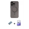 MARSİLYAN™- iPhone 13 Pro Max Kılıf Akış Minimal Özel Seri - Siyah Bilvis 5in1 5D Magic Hayalet Cam Ekran Koruyucu + Shine Kamera Lens Koruma Cam - GI