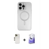 MARSİLYAN™- iPhone 13 Pro Max Kılıf Akış Minimal Özel Seri - Siyah Bilvis 5in1 5D Magic Hayalet Cam Ekran Koruyucu + Shine Kamera Lens - GD