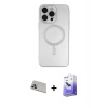 MARSİLYAN™- iPhone 13 Pro Max Kılıf Akış Minimal Özel Seri - Siyah Bilvis 5in1 5D Magic Hayalet Cam Ekran Koruyucu + Rainbow Kamera Lens Koruma Cam - MR