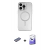 MARSİLYAN™- iPhone 13 Pro Max Kılıf Akış Minimal Özel Seri - Siyah Bilvis 5in1 5D Magic Hayalet Cam Ekran Koruyucu + Renkli Kamera Lens Koruma Cam - PE