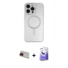 MARSİLYAN™- iPhone 13 Pro Max Kılıf Akış Minimal Özel Seri - Siyah Bilvis 5in1 5D Magic Hayalet Cam Ekran Koruyucu + Rainbow Kamera Lens Koruma Cam - KI