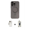 MARSİLYAN™- iPhone 13 Pro Max Kılıf Akış Minimal Özel Seri - Siyah Bilvis Hayalet Cam Ekran Koruyucu + Shine Kamera Lens - GD