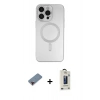 MARSİLYAN™- iPhone 13 Pro Max Kılıf Akış Minimal Özel Seri - Siyah Bilvis Hayalet Cam Ekran Koruyucu + Kırmızı Metal Kamera Lens Koruma Cam