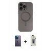 MARSİLYAN™- iPhone 13 Pro Max Kılıf Akış Minimal Özel Seri - Siyah Bilvis Hayalet Cam Ekran Koruyucu + Neon Fosforlu Kamera Lens - MI