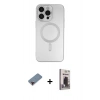 MARSİLYAN™- iPhone 13 Pro Max Kılıf Akış Minimal Özel Seri - Siyah Bilvis Hayalet Cam Ekran Koruyucu + Metal Kamera Lens Koruma Cam - KI
