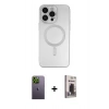 MARSİLYAN™- iPhone 13 Pro Max Kılıf Akış Minimal Özel Seri - Siyah Bilvis Hayalet Cam Ekran Koruyucu + Neon Fosforlu Kamera Lens - YL