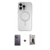 MARSİLYAN™- iPhone 13 Pro Max Kılıf Akış Minimal Özel Seri - Siyah Bilvis Hayalet Cam Ekran Koruyucu + Neon Fosforlu Kamera Lens - BZ