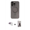 MARSİLYAN™- iPhone 13 Pro Max Kılıf Akış Minimal Özel Seri - Siyah Bilvis Hayalet Cam Ekran Koruyucu + Pers Alüminyum Kamera Lens - GI