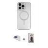 MARSİLYAN™- iPhone 13 Pro Max Kılıf Akış Minimal Özel Seri - Siyah Bilvis Hayalet Cam Ekran Koruyucu + Pers Alüminyum Kamera Lens - LT