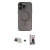 MARSİLYAN™- iPhone 13 Pro Max Kılıf Akış Minimal Özel Seri - Siyah Bilvis Hayalet Cam Ekran Koruyucu + Rainbow Kamera Lens Koruma Cam - KI