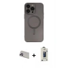 MARSİLYAN™- iPhone 13 Pro Max Kılıf Akış Minimal Özel Seri - Siyah Bilvis Hayalet Cam Ekran Koruyucu + Rainbow Kamera Lens Koruma Cam - MR