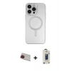 MARSİLYAN™- iPhone 13 Pro Max Kılıf Akış Minimal Özel Seri - Siyah Bilvis Hayalet Cam Ekran Koruyucu + Rainbow Kamera Lens Koruma Cam - KI