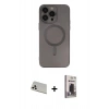 MARSİLYAN™- iPhone 13 Pro Max Kılıf Akış Minimal Özel Seri - Siyah Bilvis Hayalet Cam Ekran Koruyucu + Rainbow Kamera Lens Koruma Cam - BZ