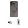 MARSİLYAN™- iPhone 13 Pro Max Kılıf Akış Minimal Özel Seri - Siyah Bilvis Hayalet Cam Ekran Koruyucu + Rainbow Kamera Lens Koruma Cam - KI