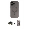 MARSİLYAN™- iPhone 13 Pro Max Kılıf Akış Minimal Özel Seri - Siyah Bilvis Hayalet Cam Ekran Koruyucu + Raze Metal Kamera Lens - GD
