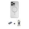 MARSİLYAN™- iPhone 13 Pro Max Kılıf Akış Minimal Özel Seri - Siyah Bilvis Hayalet Cam Ekran Koruyucu + Renkli Kamera Lens Koruma Cam - PE