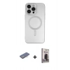 MARSİLYAN™- iPhone 13 Pro Max Kılıf Akış Minimal Özel Seri - Siyah Bilvis Hayalet Cam Ekran Koruyucu + Renkli Kamera Lens Koruma Cam - MI