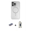 MARSİLYAN™- iPhone 13 Pro Max Kılıf Akış Minimal Özel Seri - Siyah Bilvis Hayalet Cam Ekran Koruyucu + Renkli Kamera Lens Koruma Cam - TU