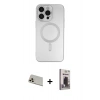 MARSİLYAN™- iPhone 13 Pro Max Kılıf Akış Minimal Özel Seri - Siyah Bilvis Hayalet Cam Ekran Koruyucu + Rainbow Kamera Lens Koruma Cam - REGD