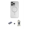 MARSİLYAN™- iPhone 13 Pro Max Kılıf Akış Minimal Özel Seri - Siyah Bilvis Hayalet Cam Ekran Koruyucu + Sarı Renkli Kamera Lens Koruma Cam
