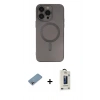 MARSİLYAN™- iPhone 13 Pro Max Kılıf Akış Minimal Özel Seri - Siyah Bilvis Hayalet Cam Ekran Koruyucu + Shine Kamera Lens Koruma Cam - GI