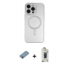 MARSİLYAN™- iPhone 13 Pro Max Kılıf Akış Minimal Özel Seri - Siyah Bilvis Hayalet Cam Ekran Koruyucu + Shine Kamera Lens Koruma Cam - GI