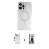 MARSİLYAN™- iPhone 13 Pro Max Kılıf Akış Minimal Özel Seri - Siyah Bilvis Hayalet Cam Ekran Koruyucu + Shine Kamera Lens - GD